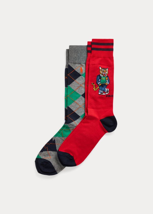 Men's Polo Ralph Lauren Tiger & Argyle 2-Pack Socks | 943015CES